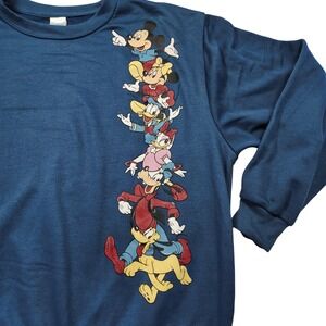 Disney Mickey and Friends Blue Crewneck Sweatshirt L Graphic print Long Sleeve